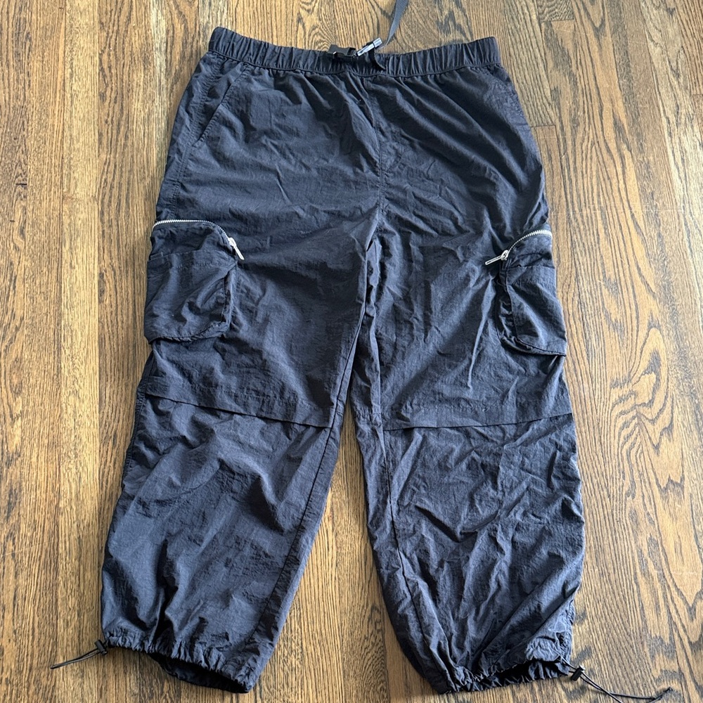 NWOT Forever 21 Black Cargo Nylon Joggers/ Parachute pants